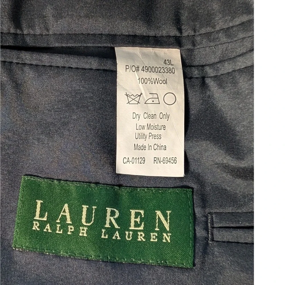 Lauren Ralph Lauren Blazer 43L Navy‎ Blue Gold Crested Buttons Wool Sport Coat